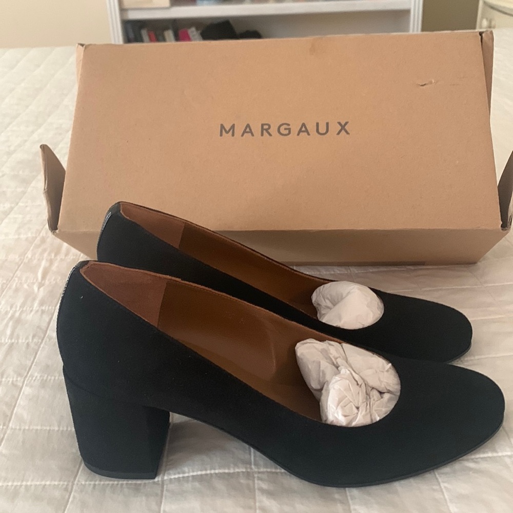 Margaux Heel 2.5 inch block heel black suede